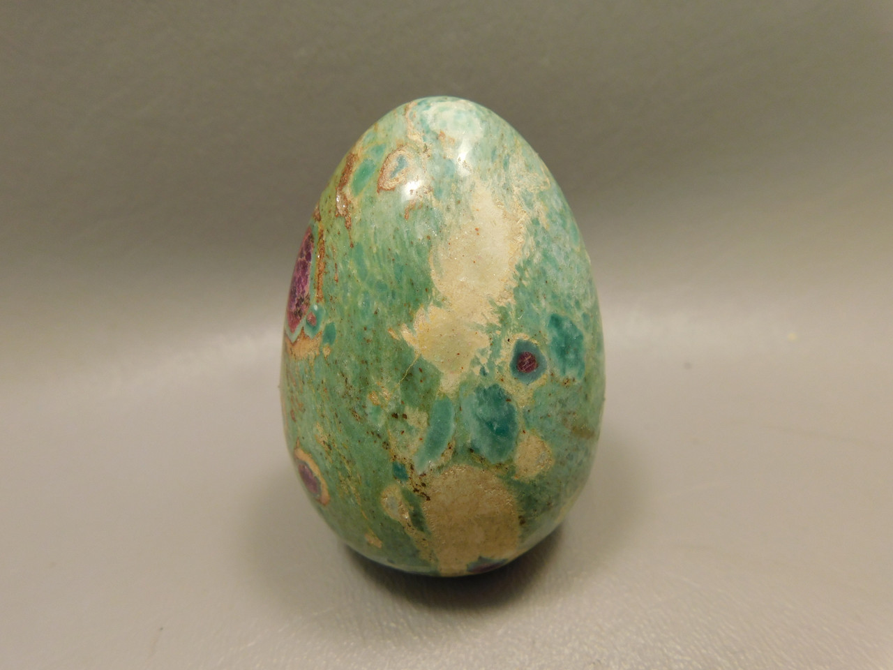 Ruby and Fuchsite Egg Shaped Stone 2.4 inch Carved Rock #O4