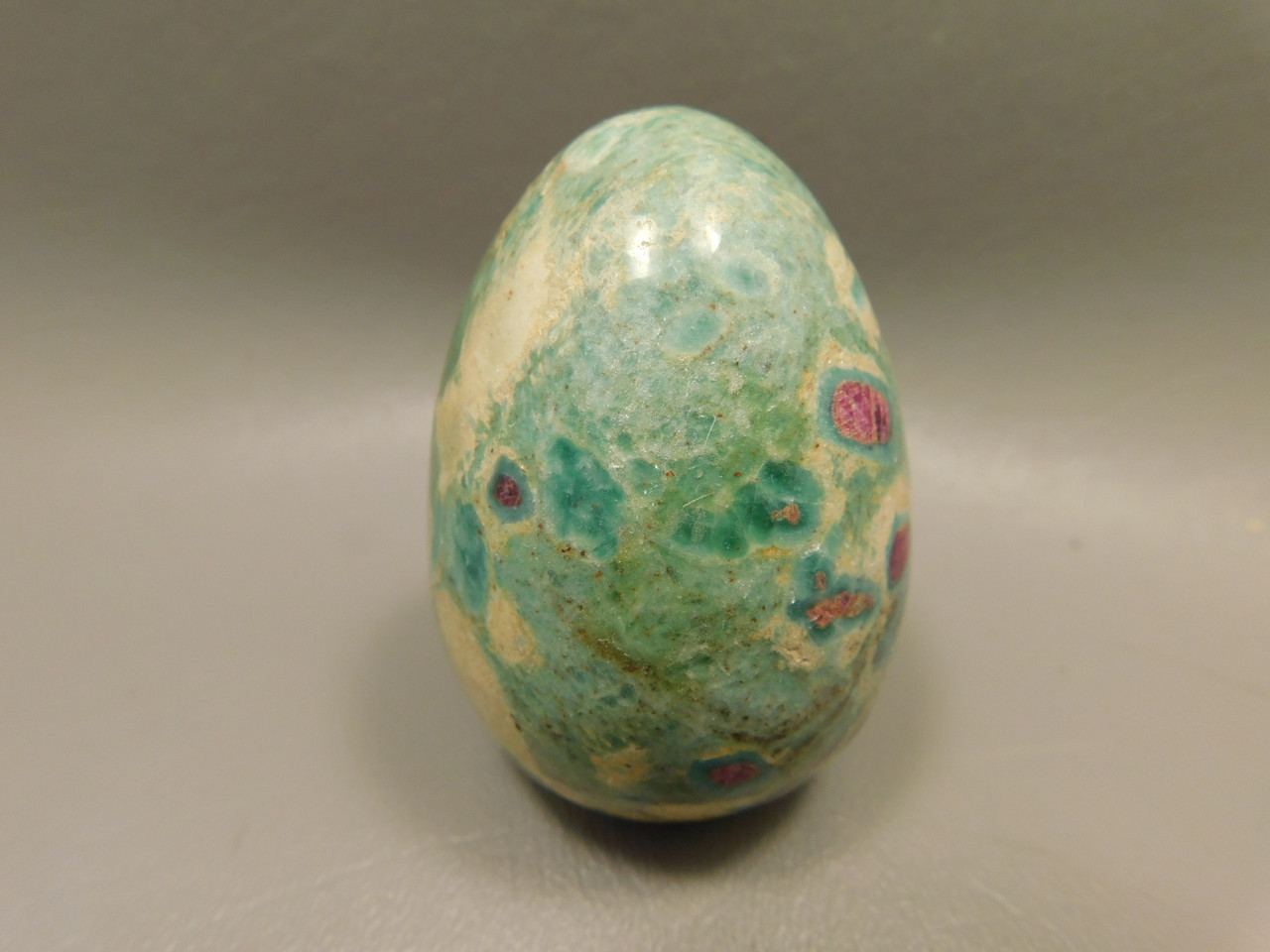 Ruby and Fuchsite Egg Shaped Stone 2.4 inch Carved Rock #O4