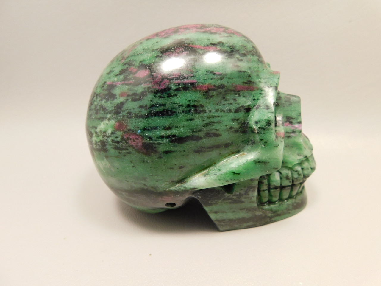 Skull Gemstone Carving Ruby and Zoisite 3.5 inch Hand-Carved #O84