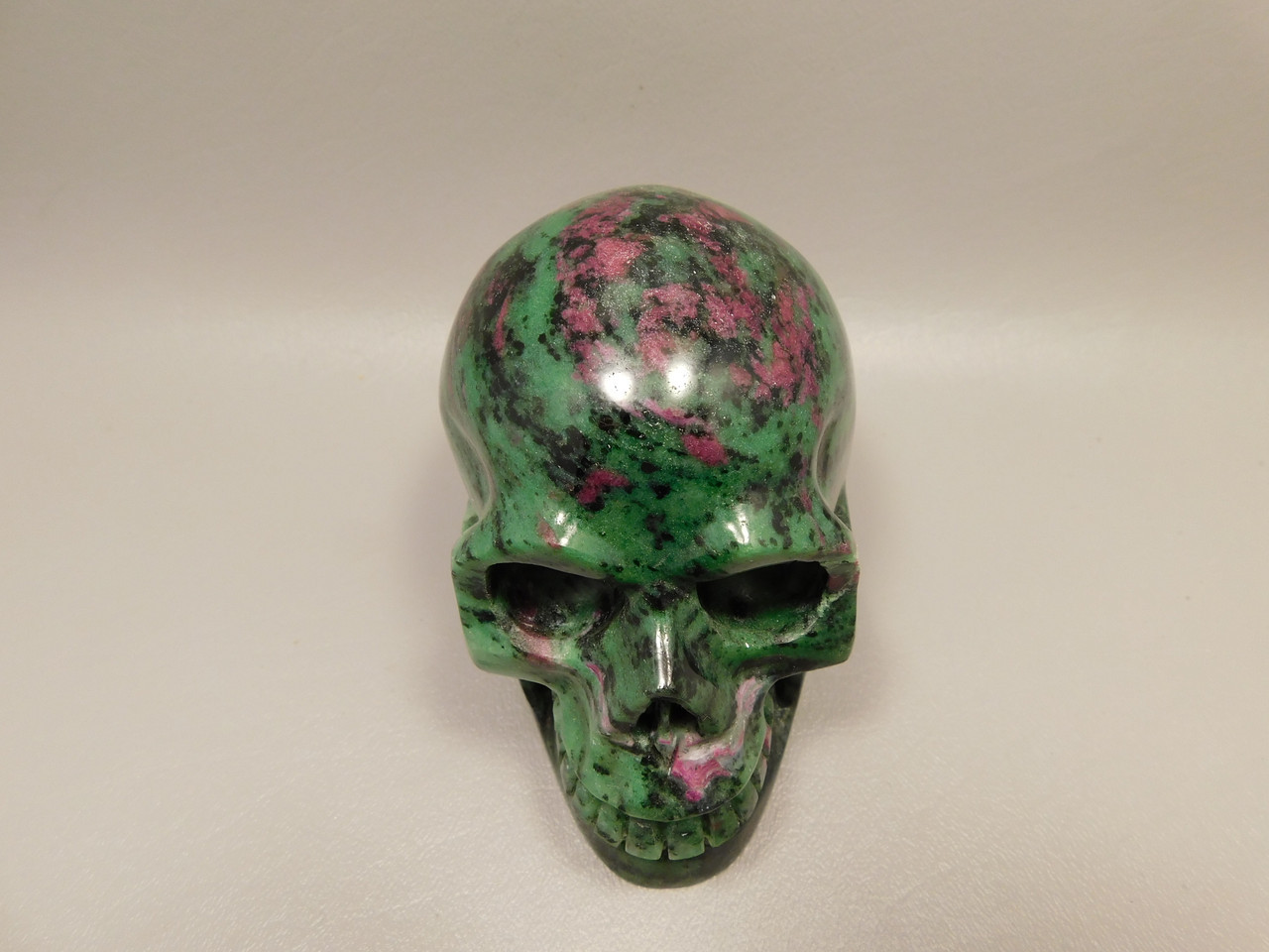 Skull Gemstone Carving Ruby and Zoisite 3.5 inch Hand-Carved #O84