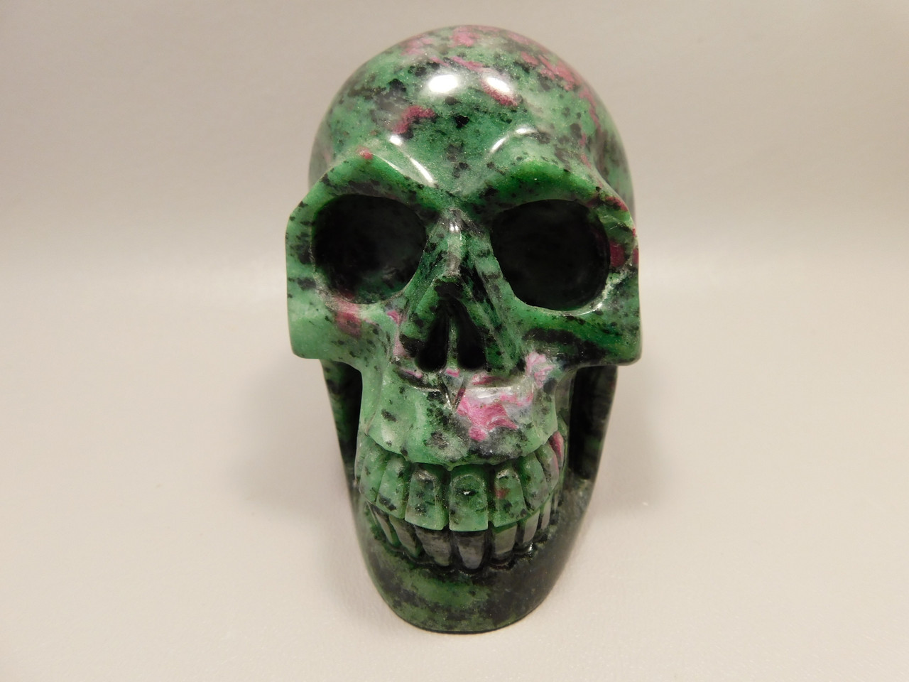 Skull Gemstone Carving Ruby and Zoisite 3.5 inch Hand-Carved #O84