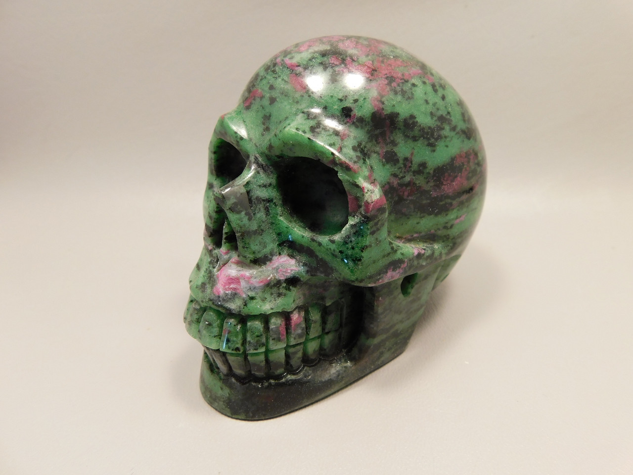 Skull Gemstone Carving Ruby and Zoisite 3.5 inch Hand-Carved #O84