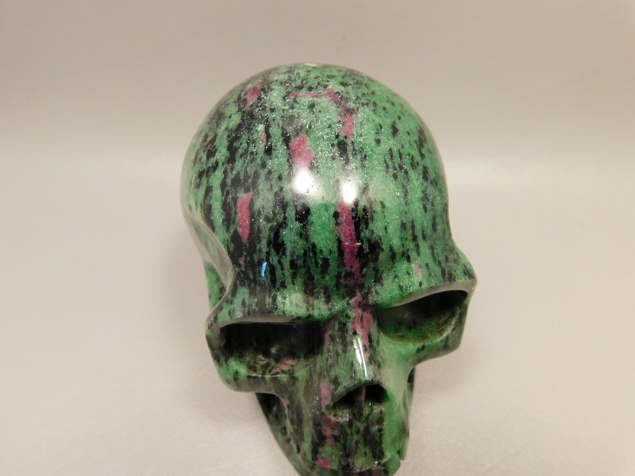Skull Gemstone Carving Ruby and Zoisite 3.8 inch Hand-Carved #O83