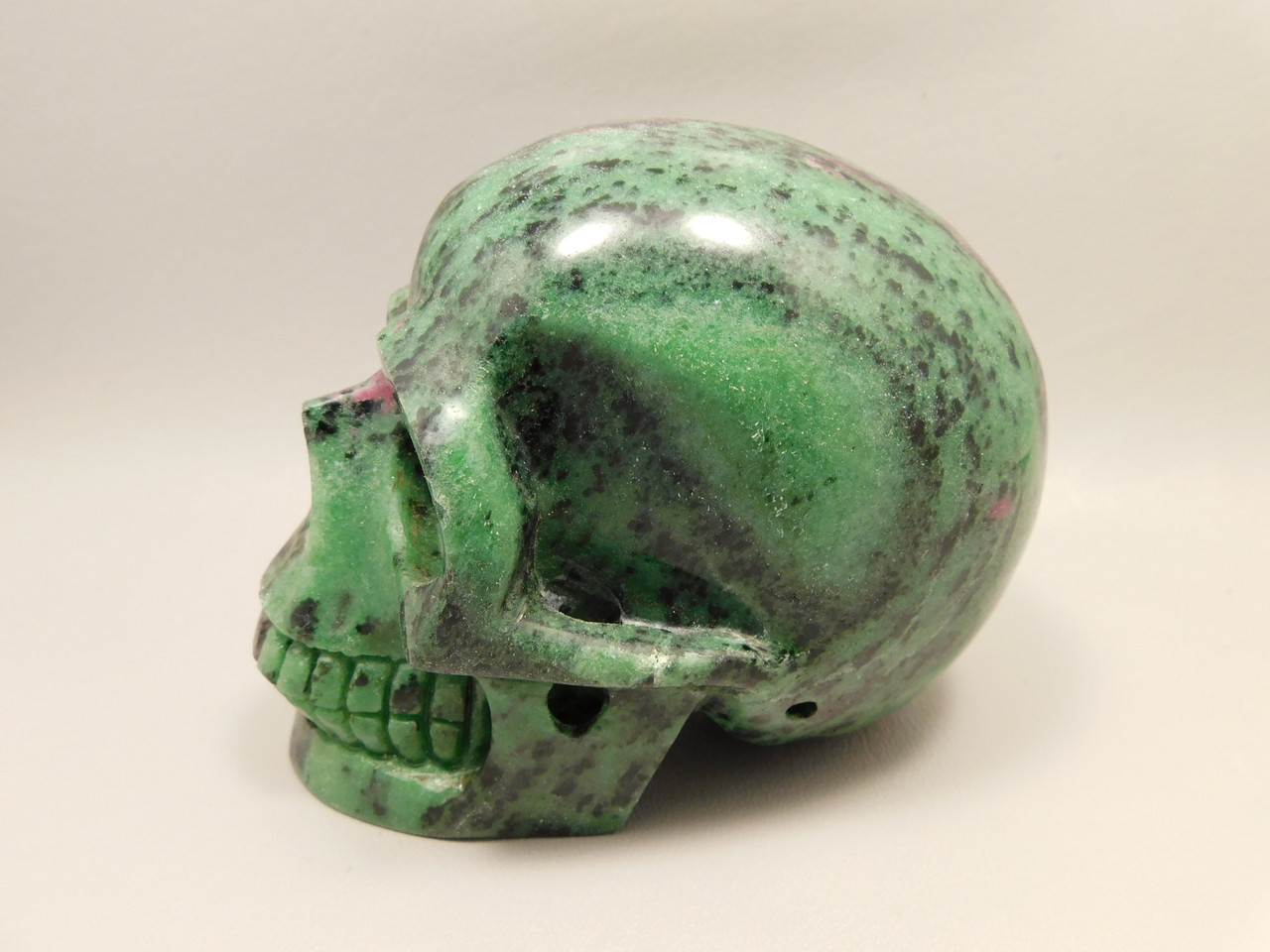 Skull Gemstone Carving Ruby and Zoisite 3.8 inch Hand-Carved #O83