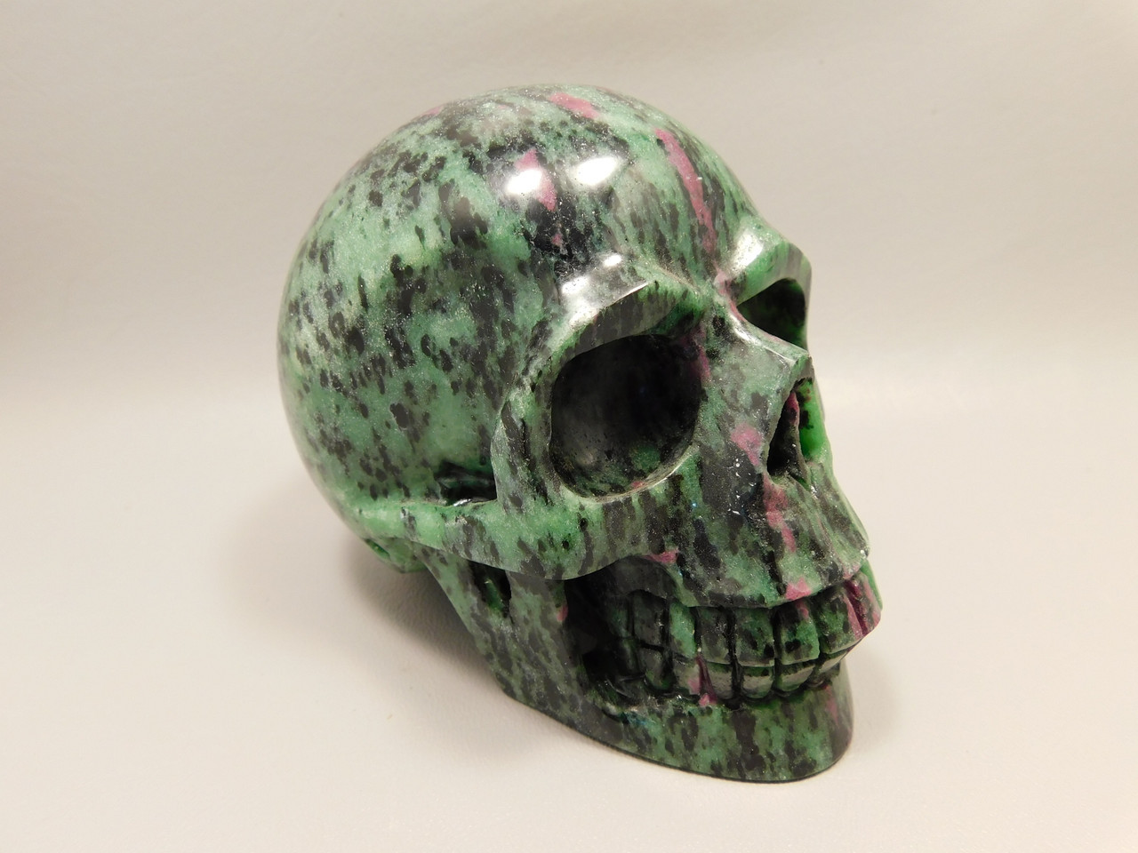 Skull Gemstone Carving Ruby and Zoisite 3.8 inch Hand-Carved #O83