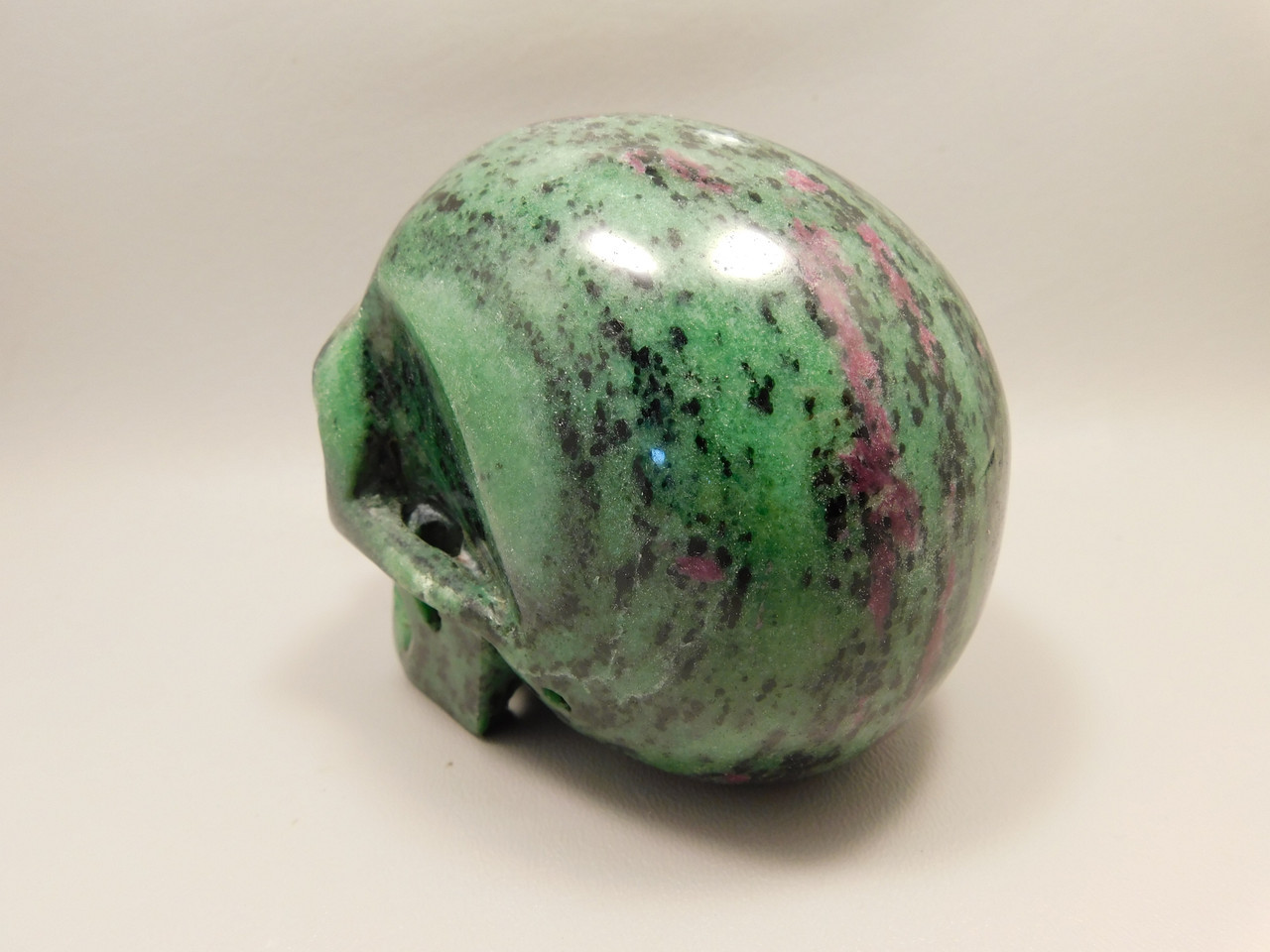 Skull Gemstone Carving Ruby and Zoisite 3.8 inch Hand-Carved #O83