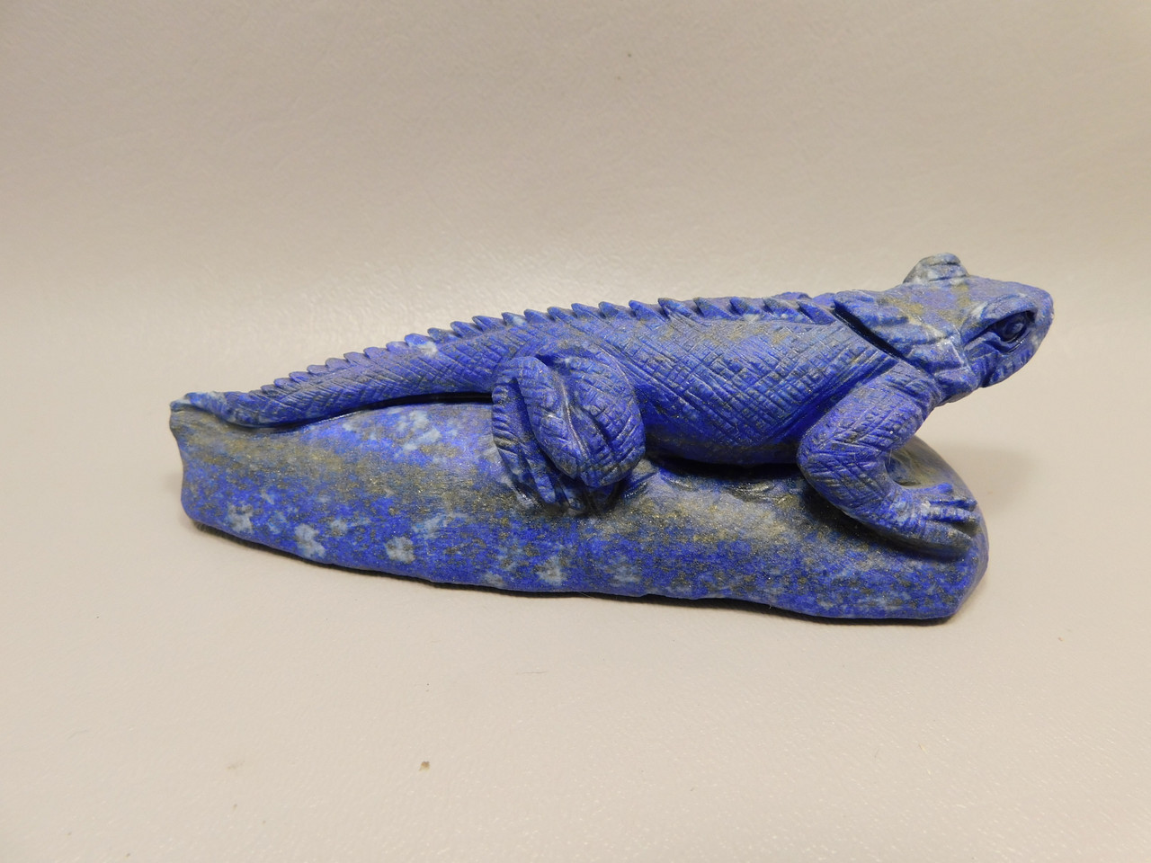 Lizard Figurine Blue Lapis Collectible Gemstone Animal Carving #O252