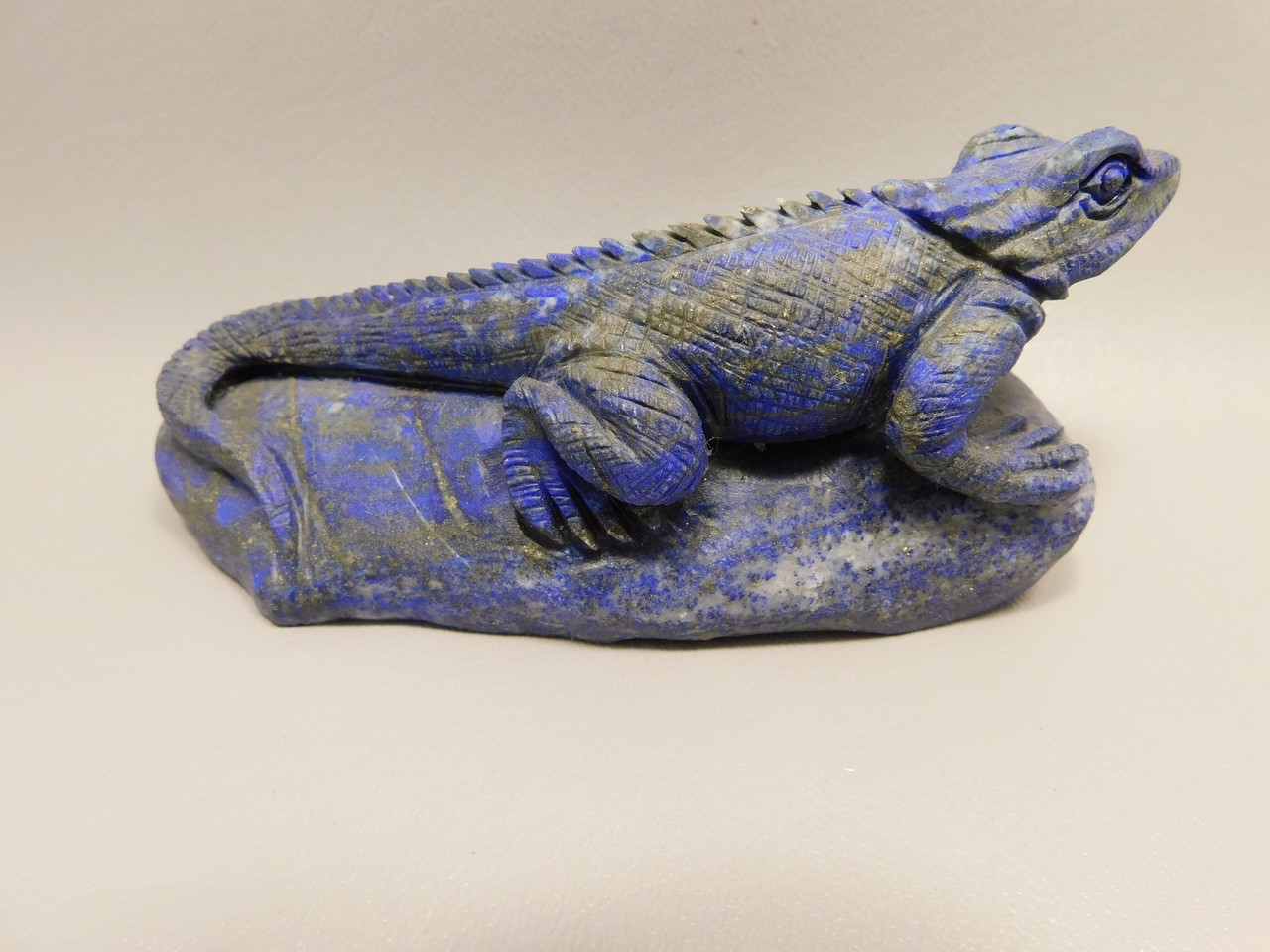 Lizard Iguana Blue Lapis Collectible Gemstone Animal Carving #O250