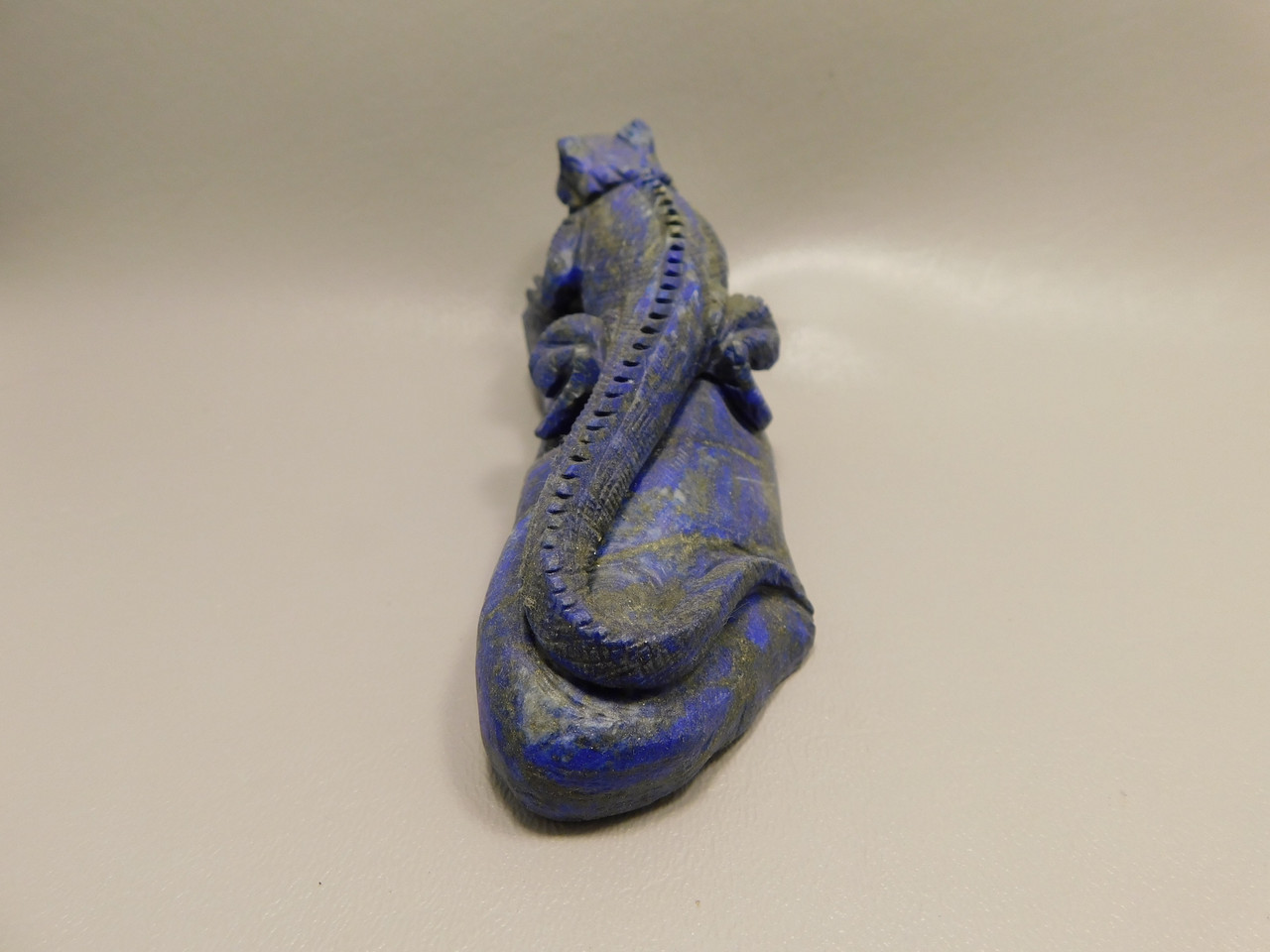 Lizard Iguana Blue Lapis Collectible Gemstone Animal Carving #O250