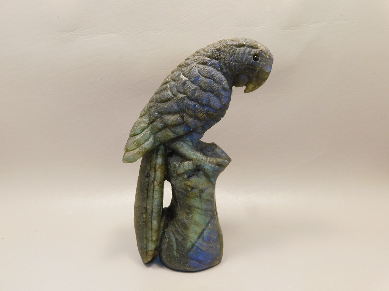 Parrot Bird Figurine Labradorite Hand Carved 5 inch Gemstone #O267
