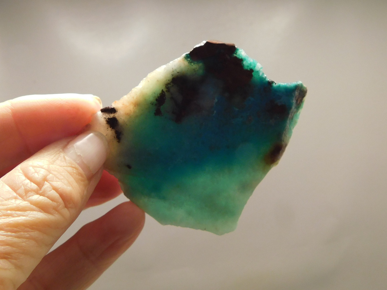 Gem Silica Chrysocolla Cuprite Unpolished Stone Slab Rough Rock #O109