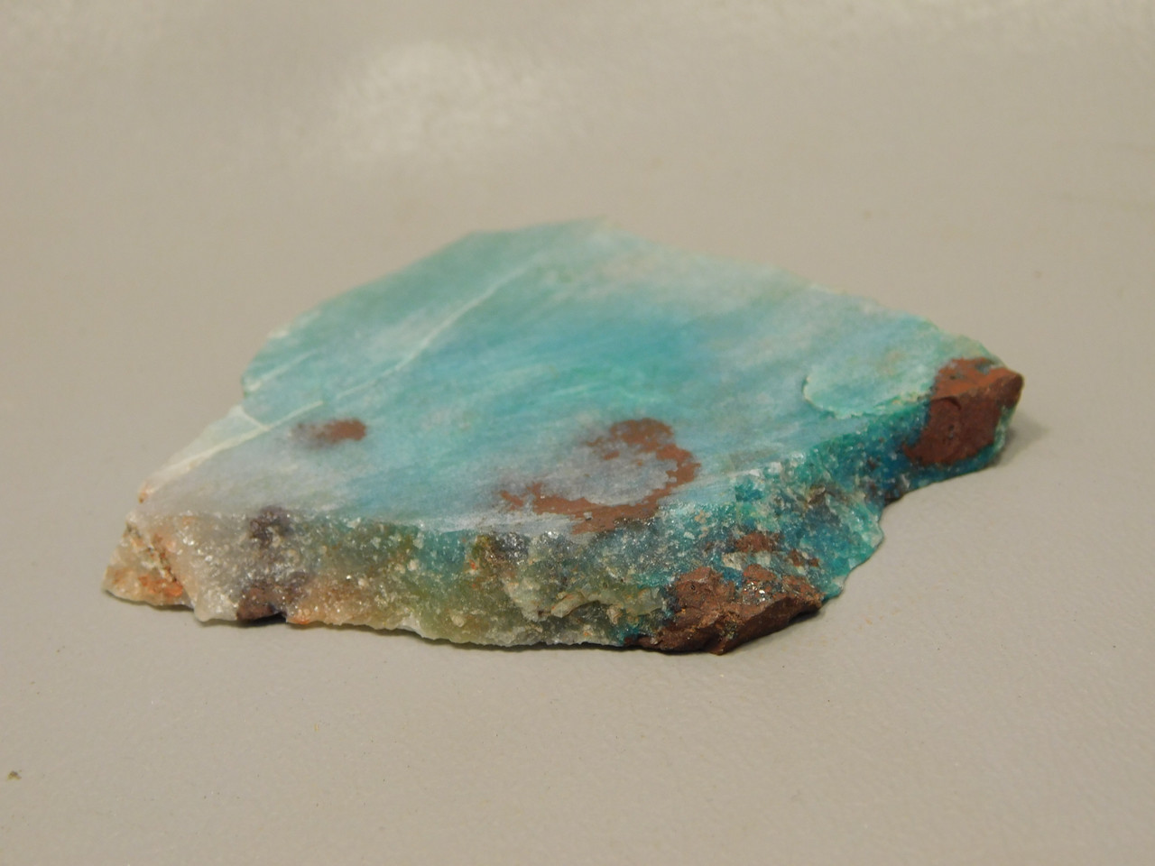 Gem Silica Chrysocolla Cuprite Unpolished Stone Slab Rough Rock #O109