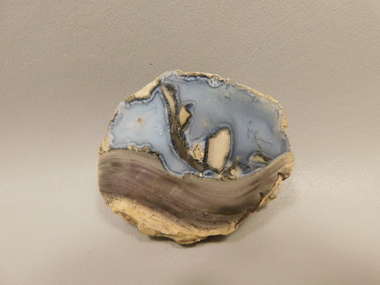 Dugway Thunderegg Polished Rock Geode Blue Agate #O22