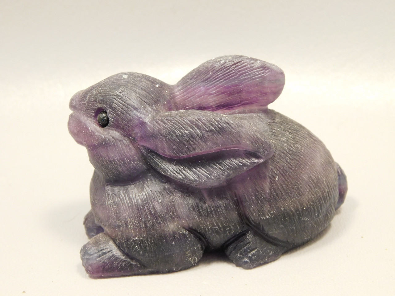 Easter Bunny Purple Fluorite Crystal Rabbit Carving #O303