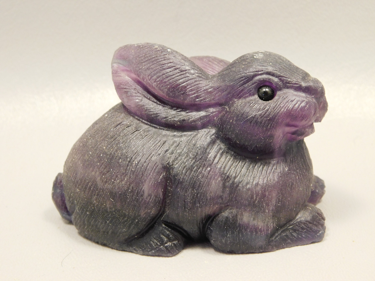 Easter Bunny Purple Fluorite Crystal Rabbit Carving #O303