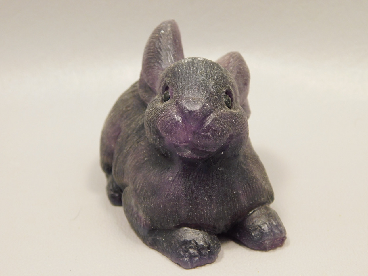 Easter Bunny Purple Fluorite Crystal Rabbit Carving #O303