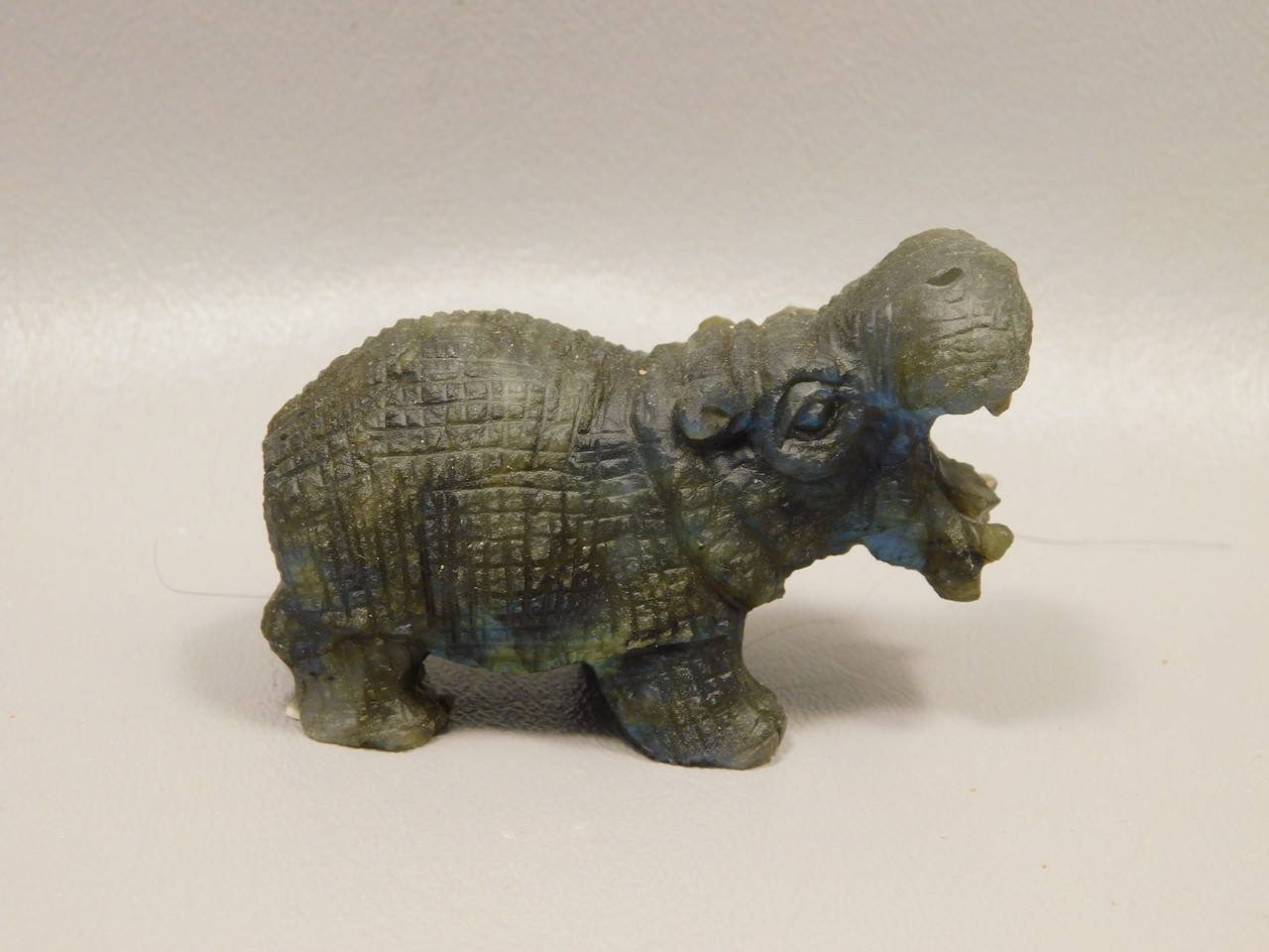 Hippopotamus Figurine Labradorite Carved 2.5 inch Stone Animal #O294