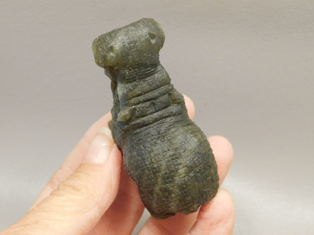 Hippopotamus Figurine Labradorite Carved 2.5 inch Stone Animal #O294