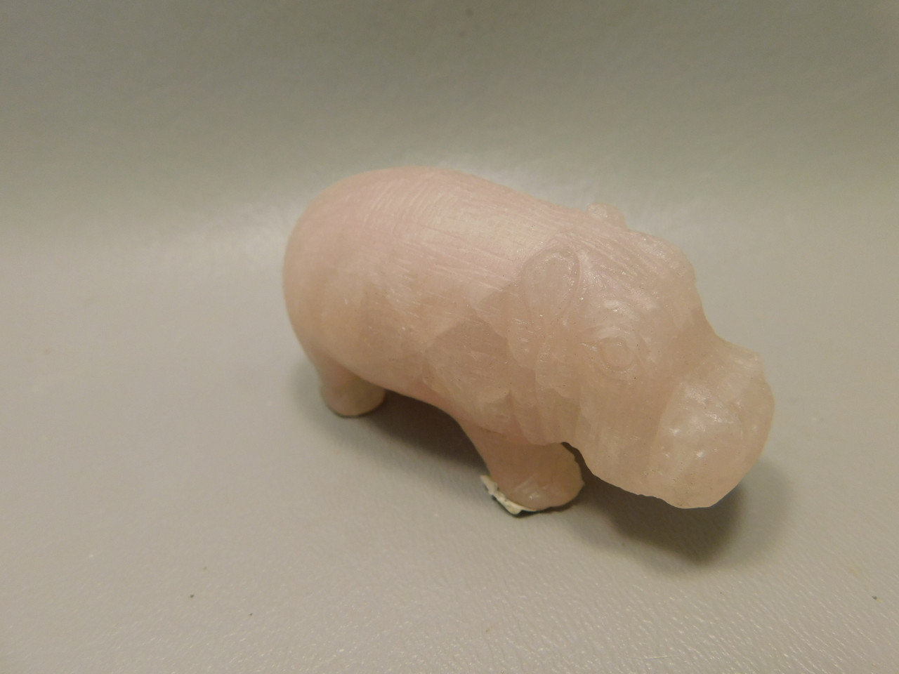 Hippopotamus Figurine Rose Quartz 3.2 inch Animal Carving #O380