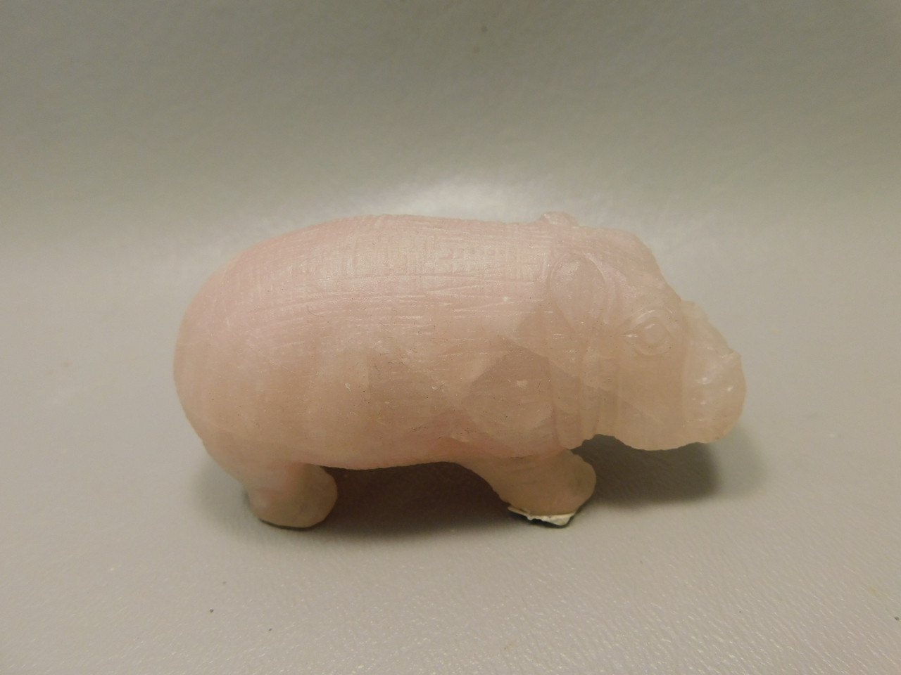 Hippopotamus Figurine Rose Quartz 3.2 inch Animal Carving #O380