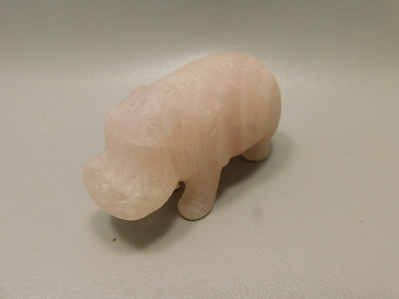 Hippopotamus Figurine Rose Quartz 3.2 inch Animal Carving #O380