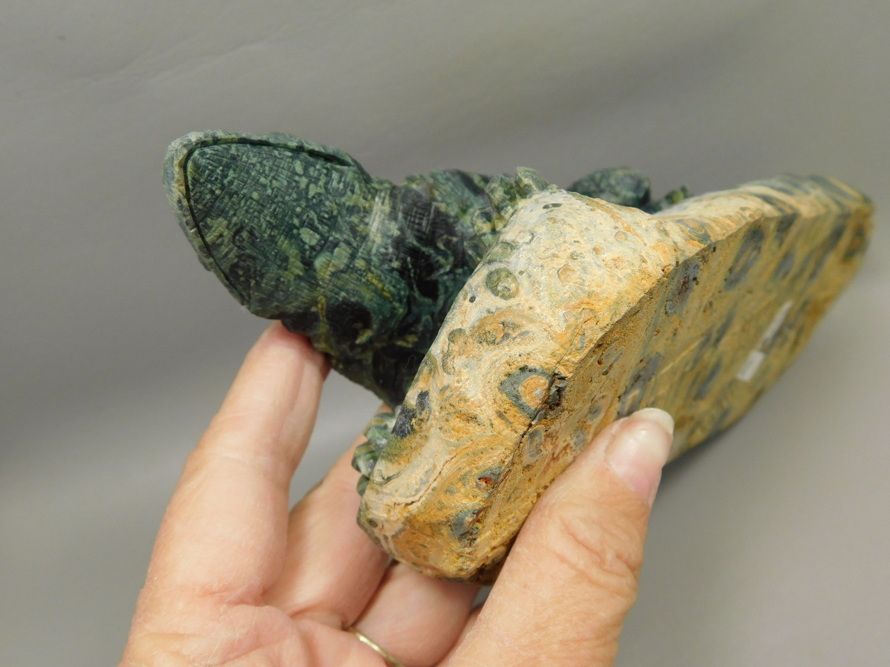 Iguana Lizard Figurine Kabamba Jasper Stone 9.25 inch Animal Carving #O256