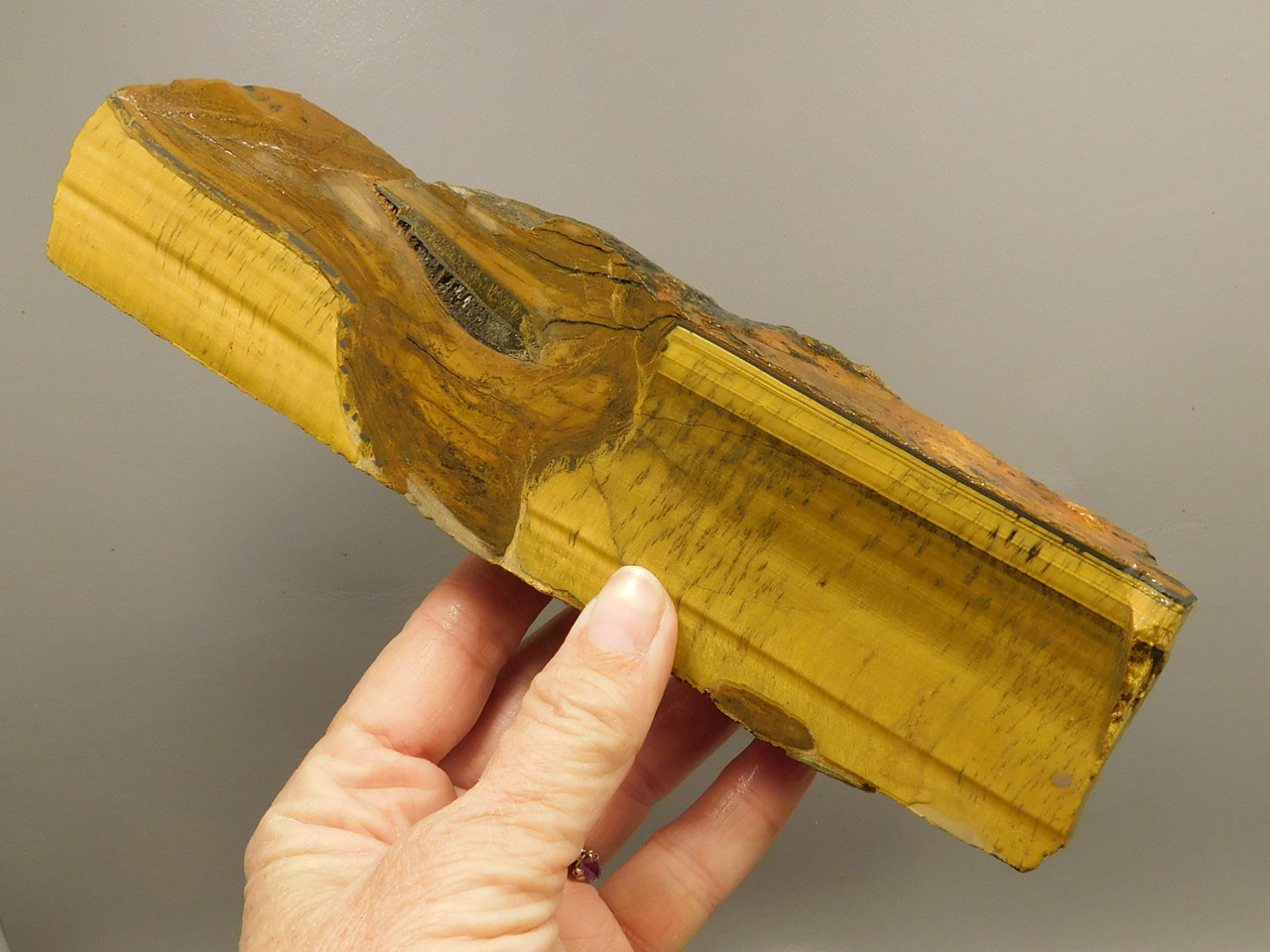 Tiger-eye Rough Rock Yellow Tiger's Eye Lapidary Cabbing #O20