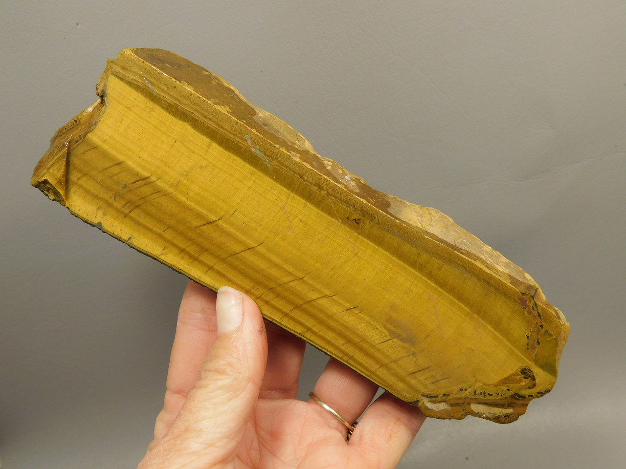 Tiger-eye Rough Rock Yellow Tiger's Eye Lapidary Cabbing #O22