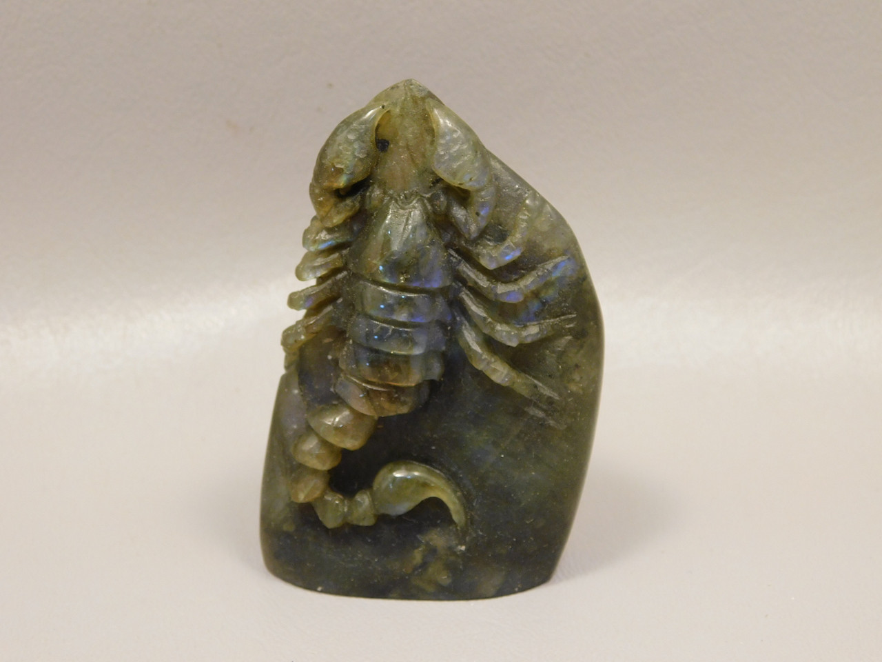 Scorpion Figurine Gemstone Animal Carving Labradorite  #O2