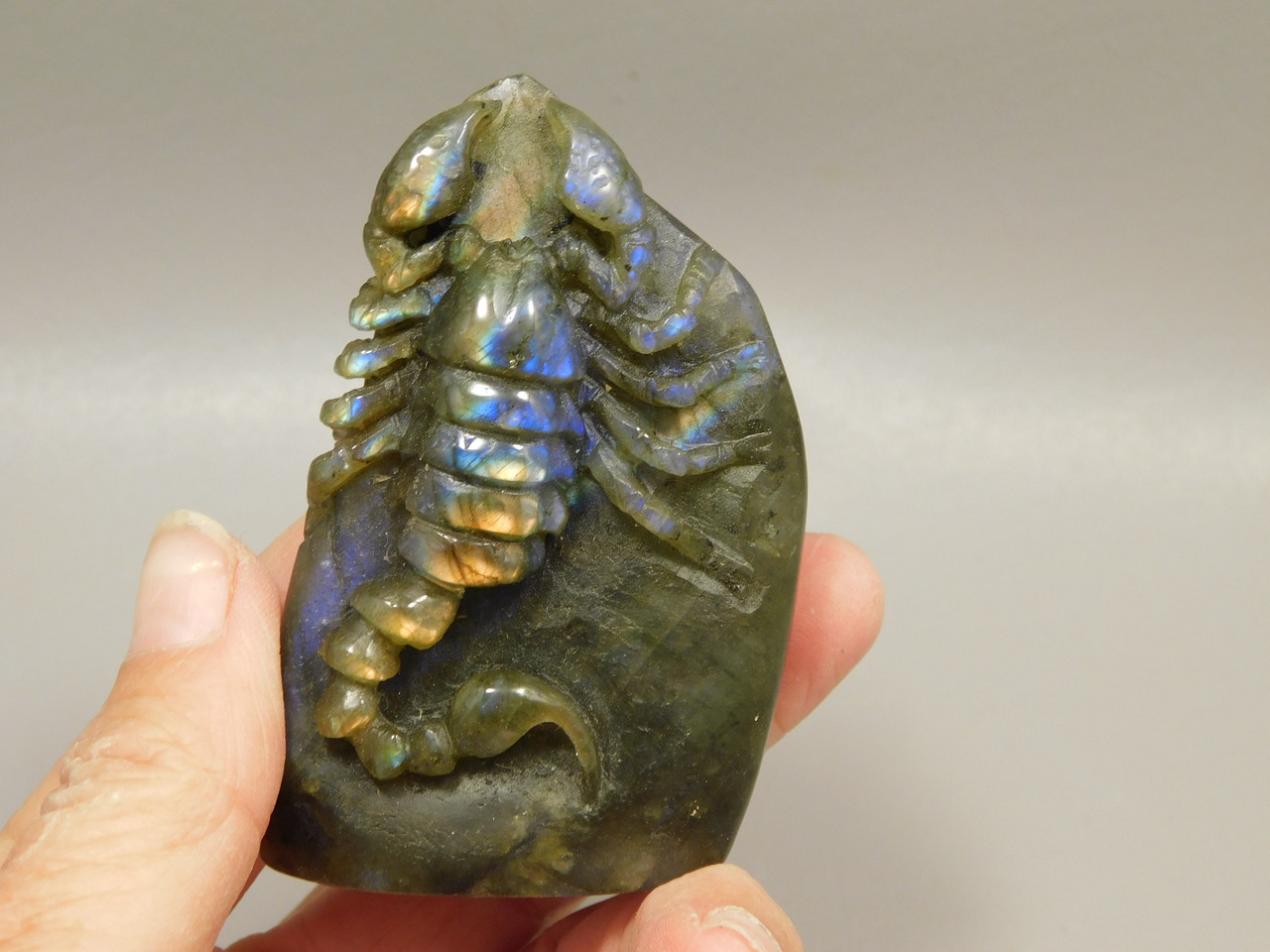 Scorpion Figurine Gemstone Animal Carving Labradorite  #O2