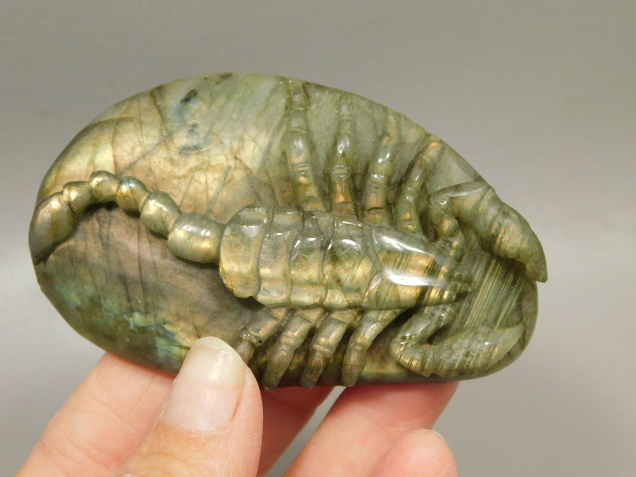 Scorpion Figurine Gemstone Carving Labradorite  #O212