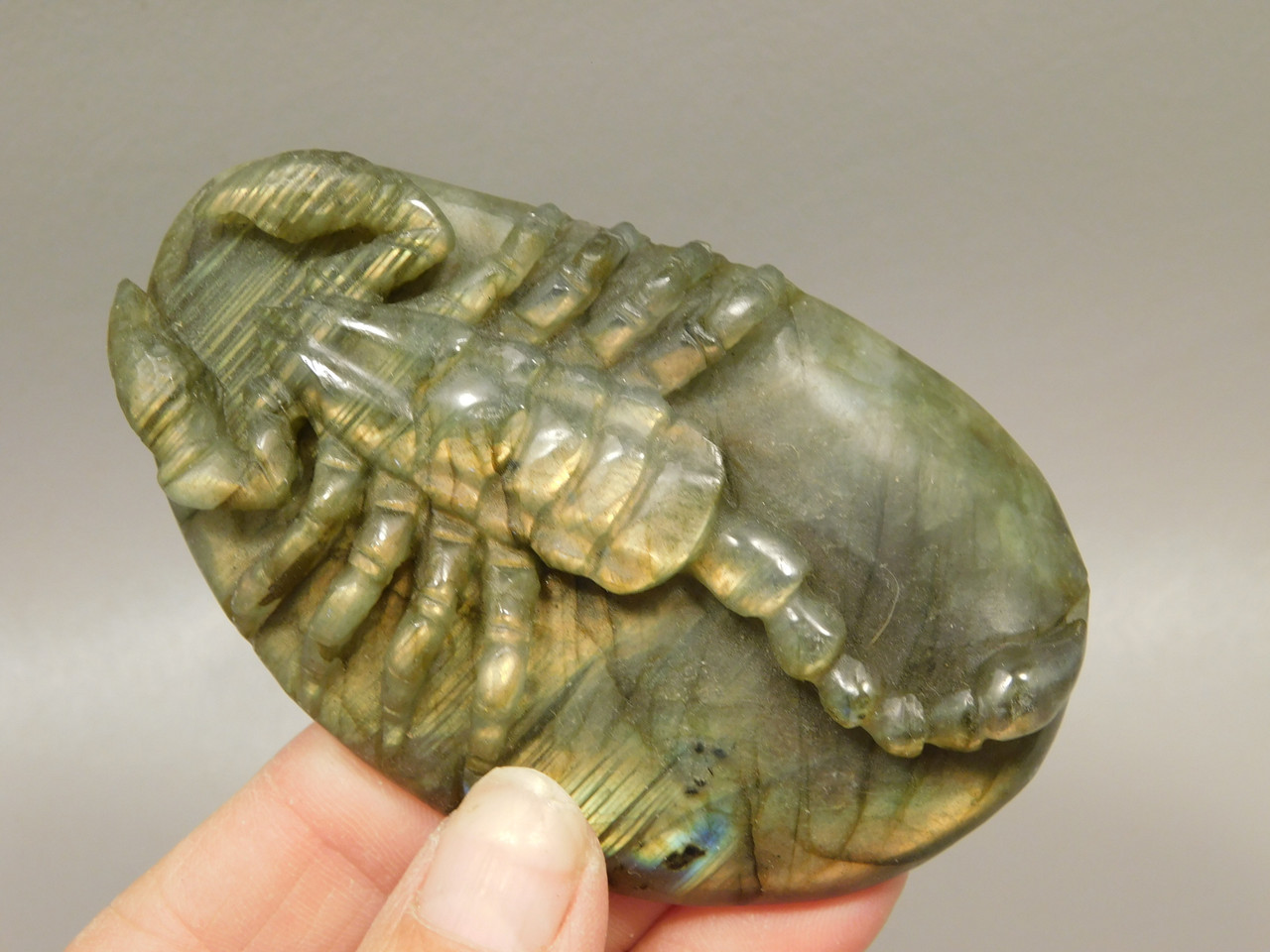 Scorpion Figurine Gemstone Carving Labradorite  #O212