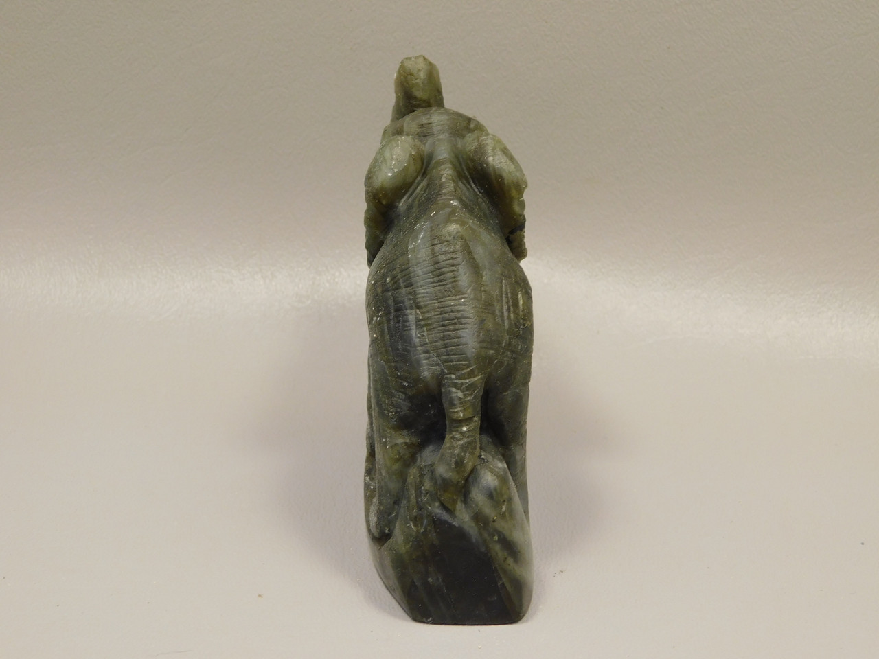 Elephant Carving Figurine Labradorite Carved Stone Animal #O149