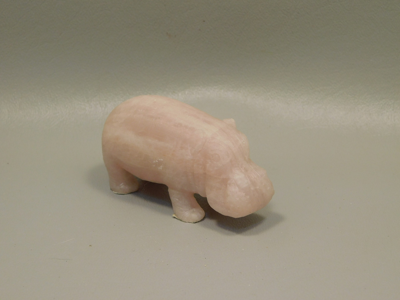 Hippopotamus Figurine Rose Quartz 3 inch Animal Carving #O378