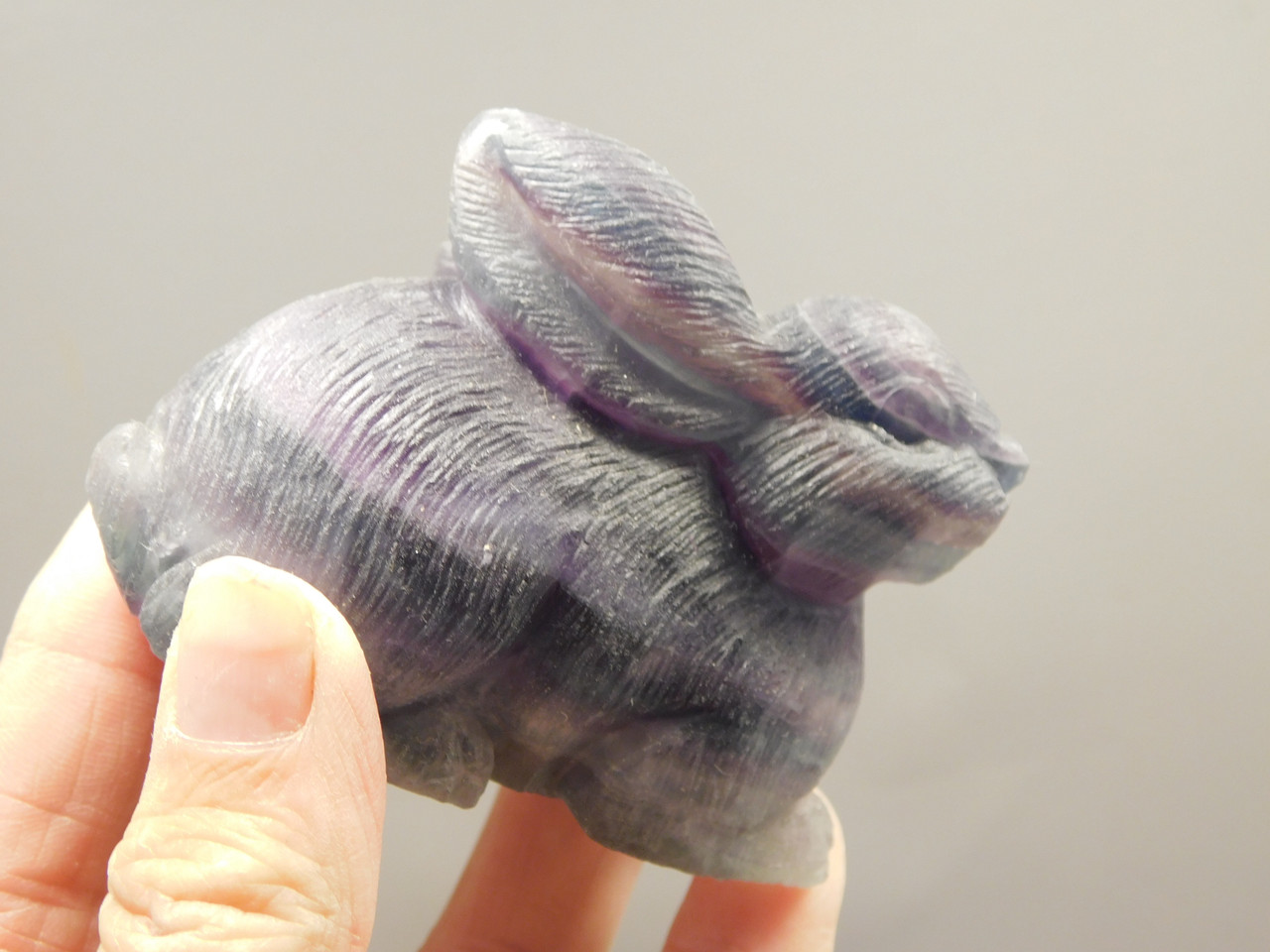 Easter Rabbit Figurine Gemstone Animal Carving Fluorite #O438