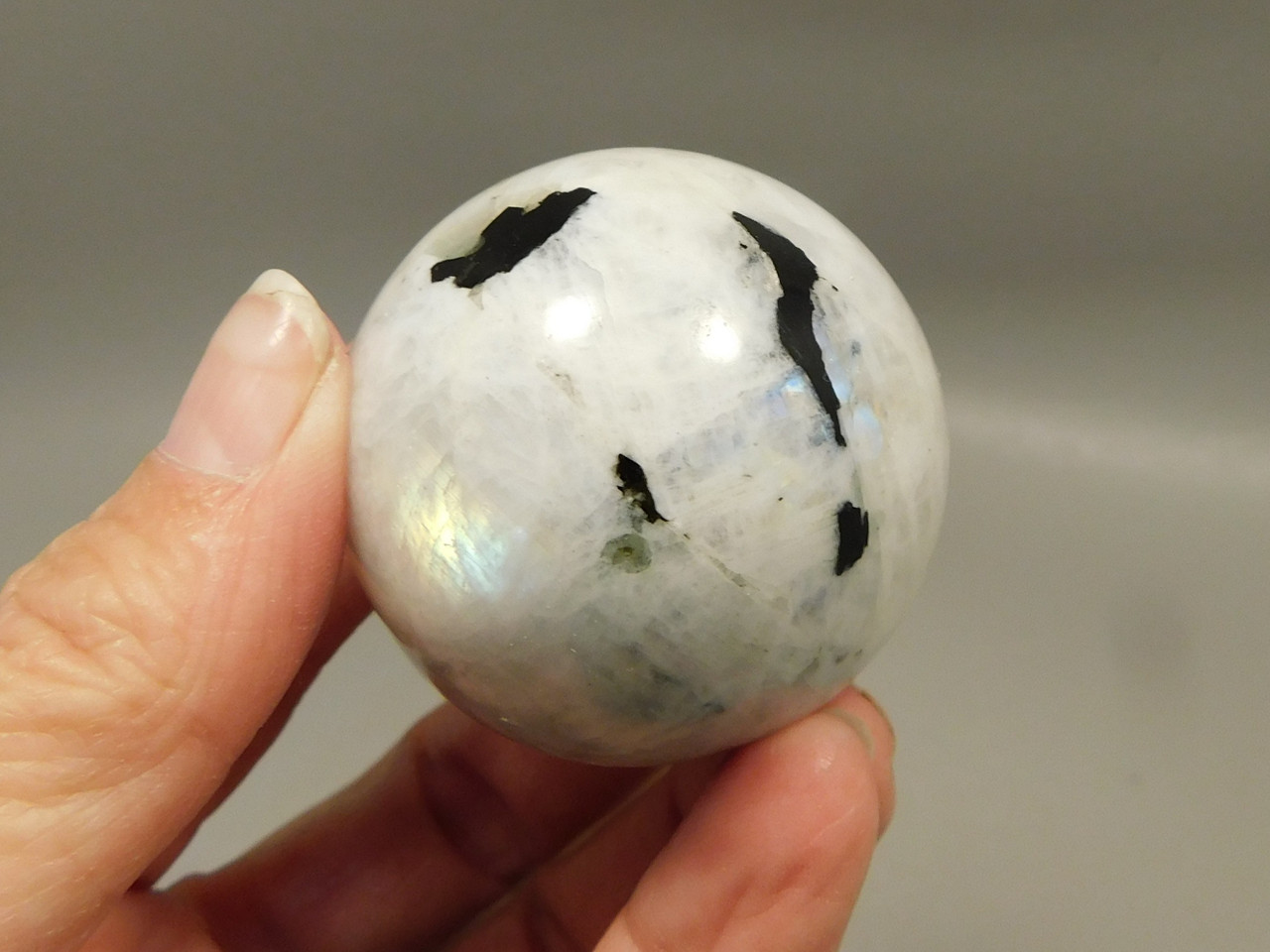 Moonstone Sphere 1.7 inch Polished Rock Rainbow Gemstone India #O15
