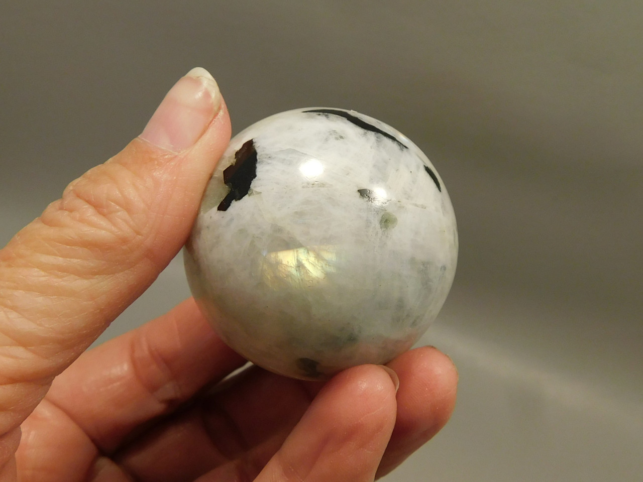 Moonstone Sphere 1.7 inch Polished Rock Rainbow Gemstone India #O15