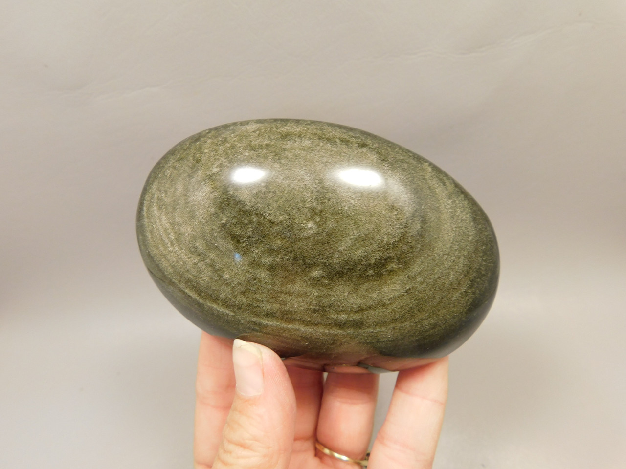 Gold Sheen Obsidian Polished Rock 3.9 inch Massage Palm Stone #0g1