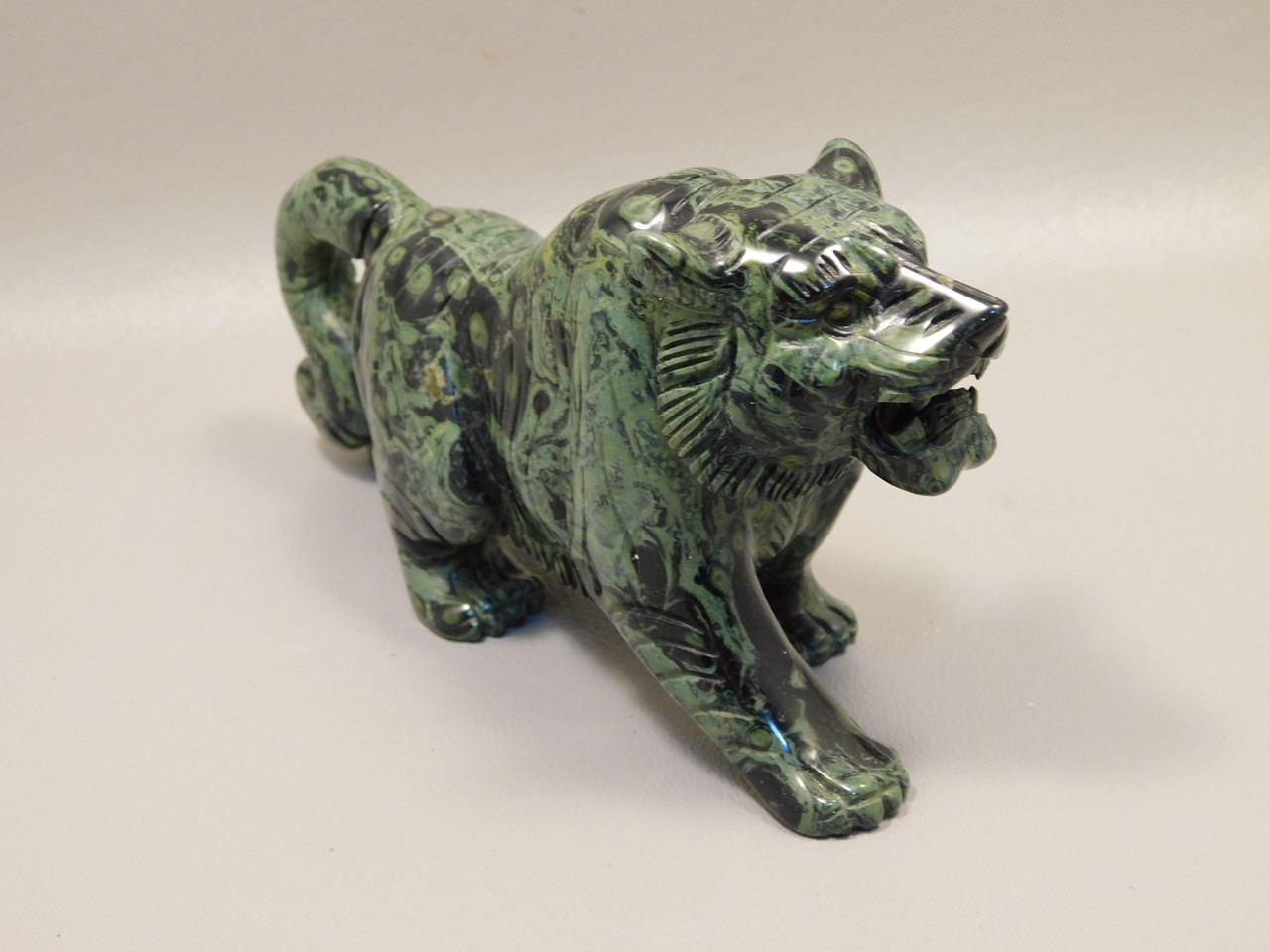 Tiger Figurine Carving Kabamba Jasper 6 Inch Stone Animal #O498