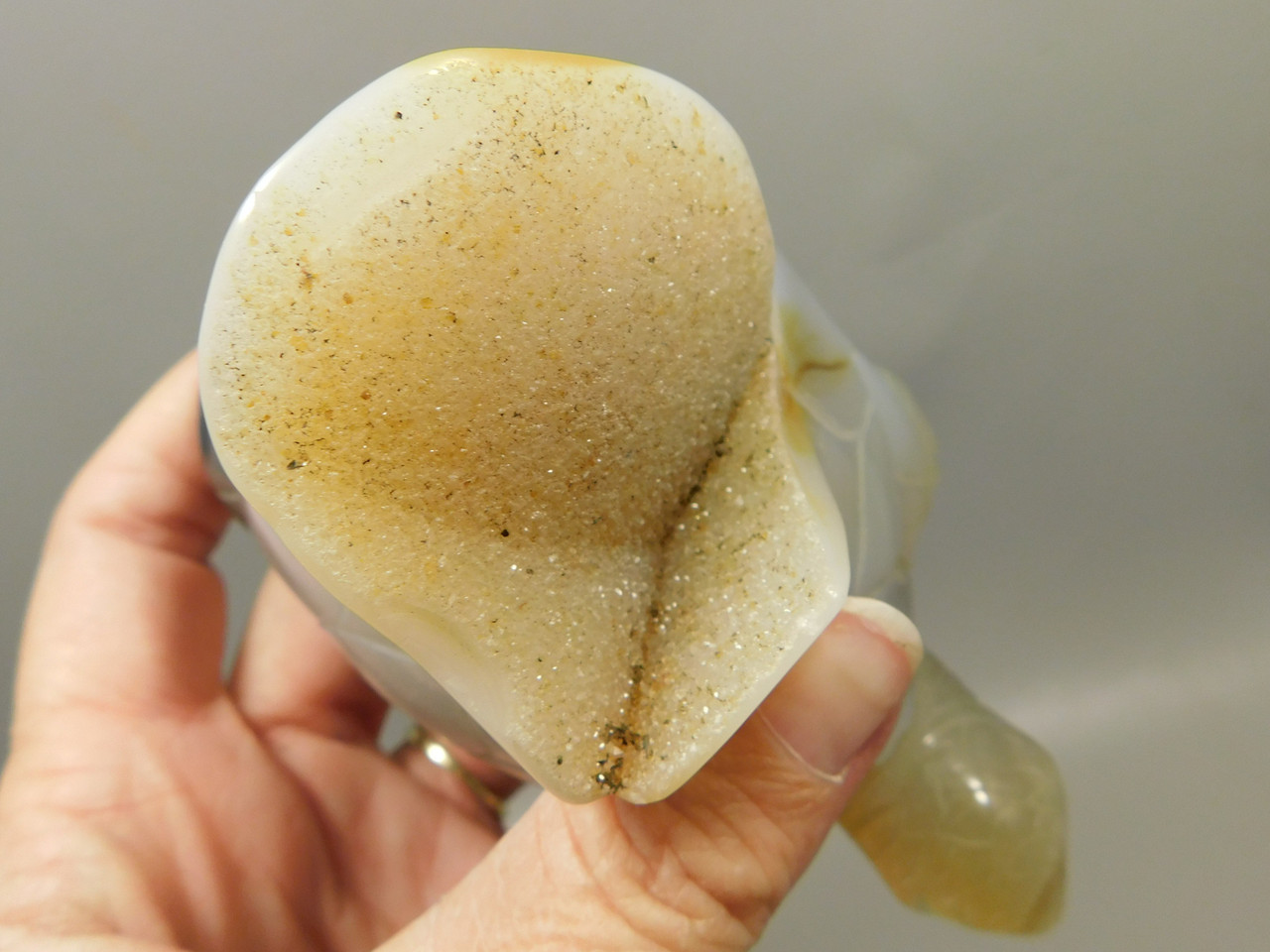 Turtle Figurine Druse Agate Gemstone Carving 4.4 inch #O226