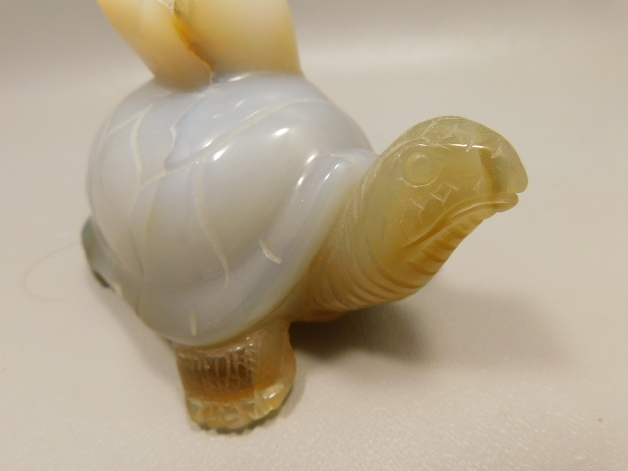 Turtle Figurine Druse Agate Gemstone Carving 4.4 inch #O226