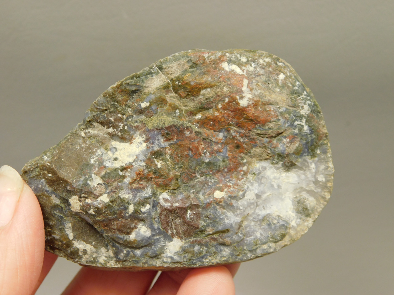 Owls Hole Agate Polished Rock Collector RARE Red Plume #O6