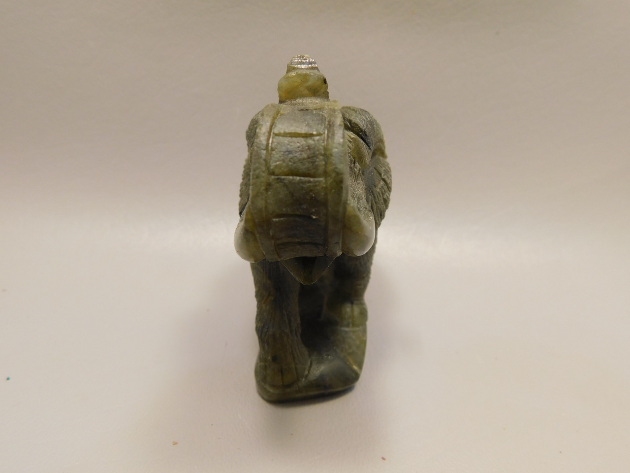 Elephant Carving Figurine Labradorite Carved Stone Animal #O171