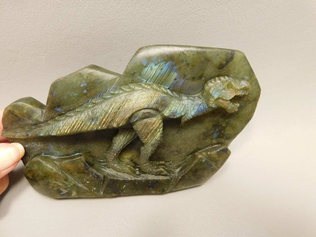 Dinosaur Carving Labradorite 5.26 inch Carved Tyrannosaurus Rex #O51