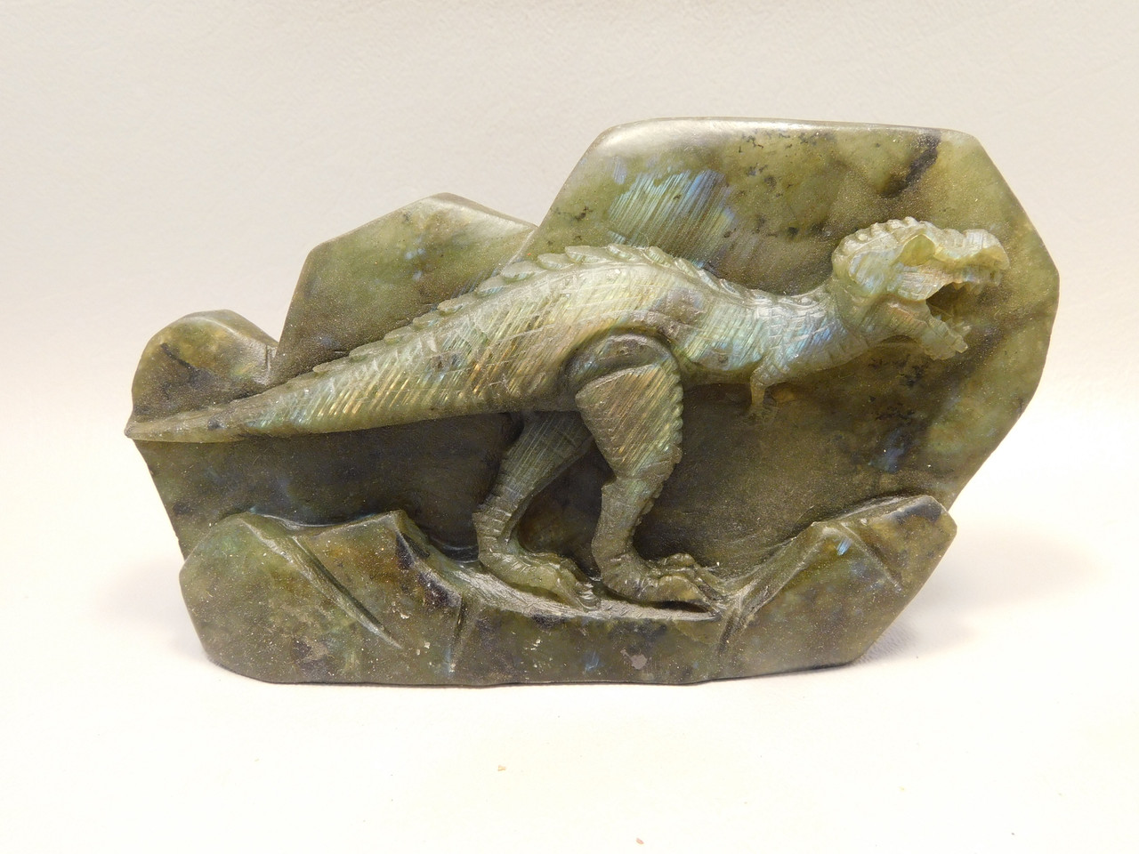 Dinosaur Carving Labradorite 5.26 inch Carved Tyrannosaurus Rex #O51