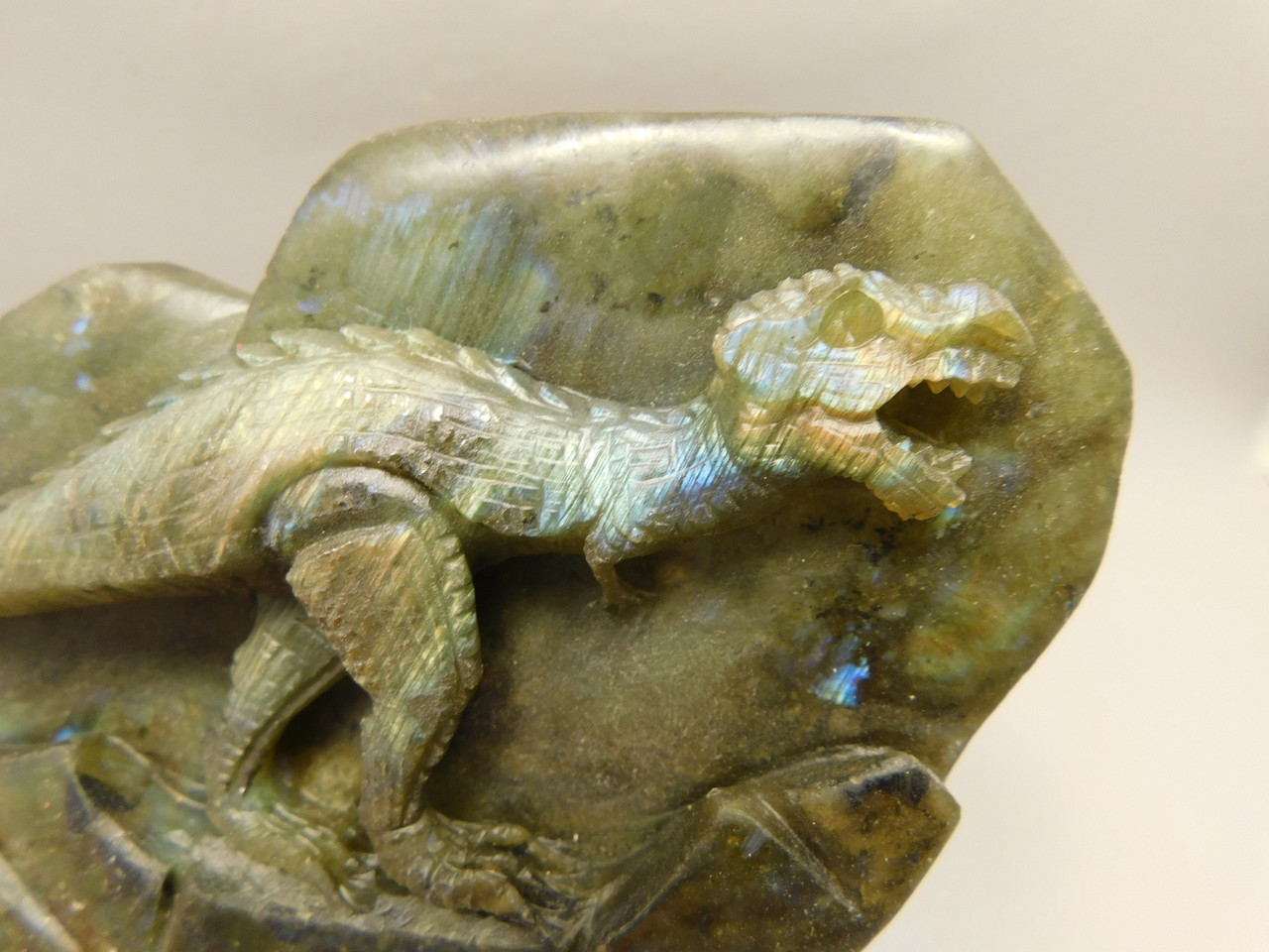 Dinosaur Carving Labradorite 5.26 inch Carved Tyrannosaurus Rex #O51