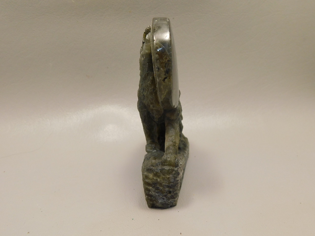 Howling Wolf Moon Figurine Labradorite 3.7 inch Coyote Carving #O302
