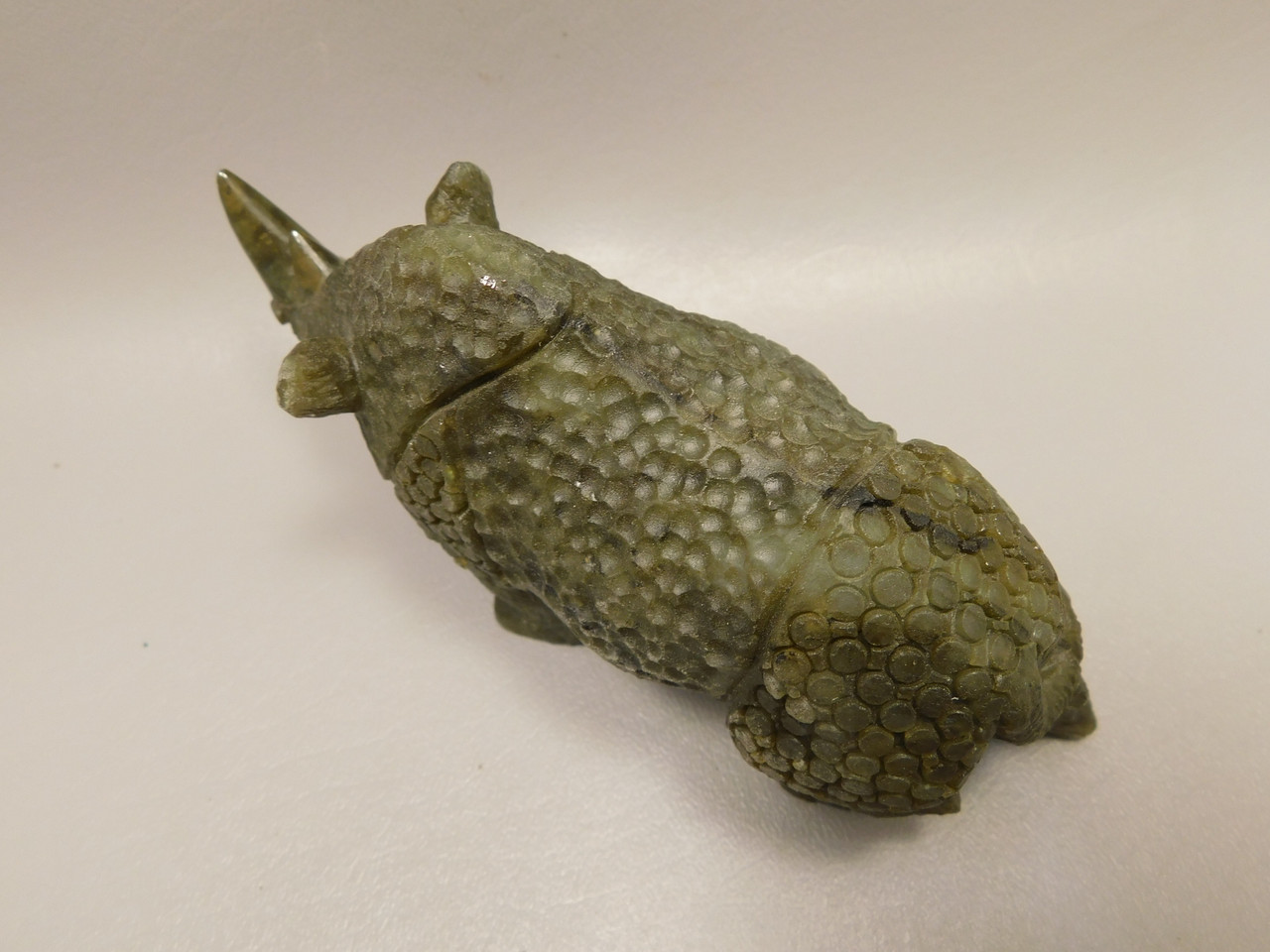 Rhinoceros Figurine Labradorite Hand Carved Stone 6.25 inch #O130