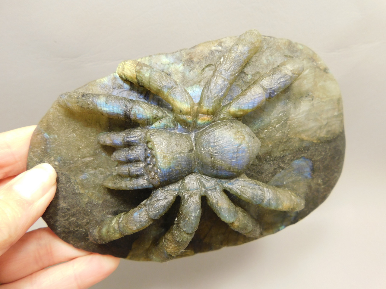 Spider Tarantula Figurine Labradorite Gemstone 5.6 inch Carving #O227