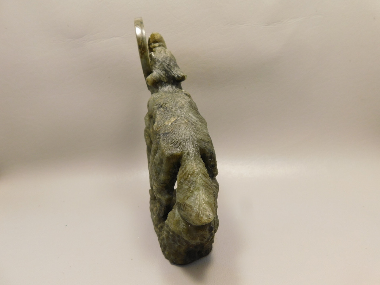 Howling Wolf Moon Figurine Labradorite 6 inch Coyote Carving #O445